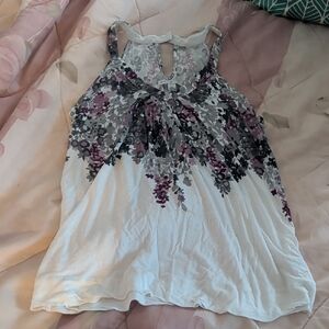 American Eagle Outfitters Floral Tank Top - White and Purple